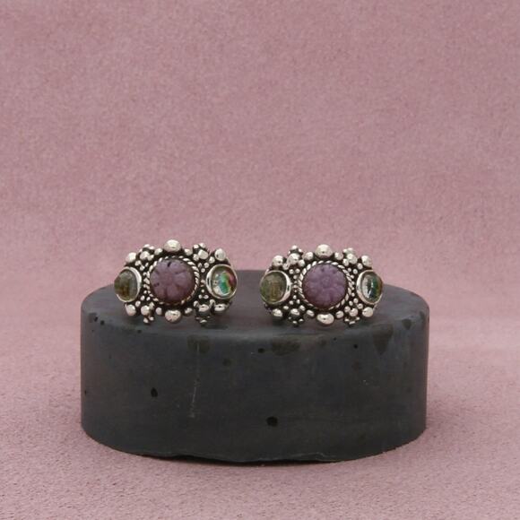 Stephen Dweck Jewelry - stephen dweck sterling silver mystic topaz beaded j-hoop post earrings